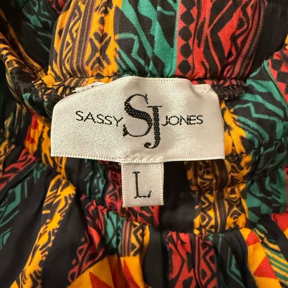 Sassy Jones Colorful Patterned Pleated Skirt - Picture 2 of 3